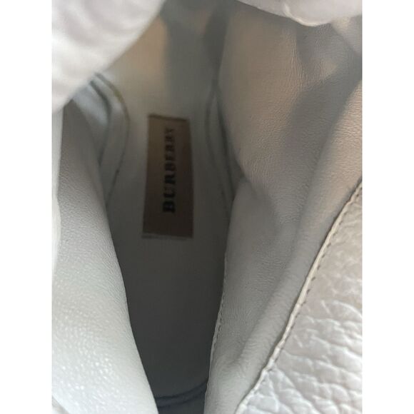 Burberry Italy White Leather Peep Toe Slouch Booties Stiletto Heels - Picture 6 of 15